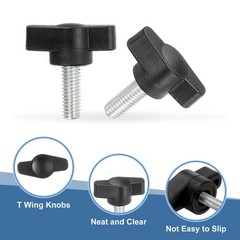 12 Pcs M6 x 16mm Tee Thumb Screws, 27mm Width Carbon Steel Tee Wing Knobs Screws