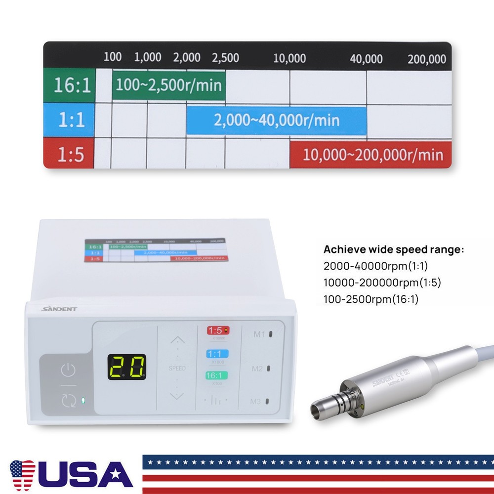 Dental Electric LED Brushless Micro Motor/1:1/1:5 Increasing Handpiece 1:4.2
