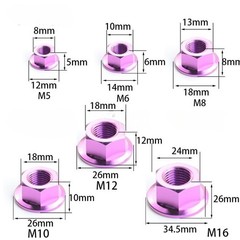 5pcs Titanium Nut M5 M6 M8 M10 M12 M14 M16 Flange Hex Nuts Ti Alloy Fasteners