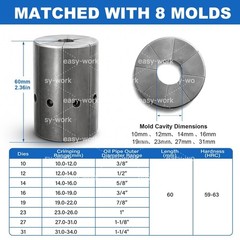 1/8-1inch Pro Hydraulic Hose Crimper Kit With Molds Hydraulic Crimping Machine