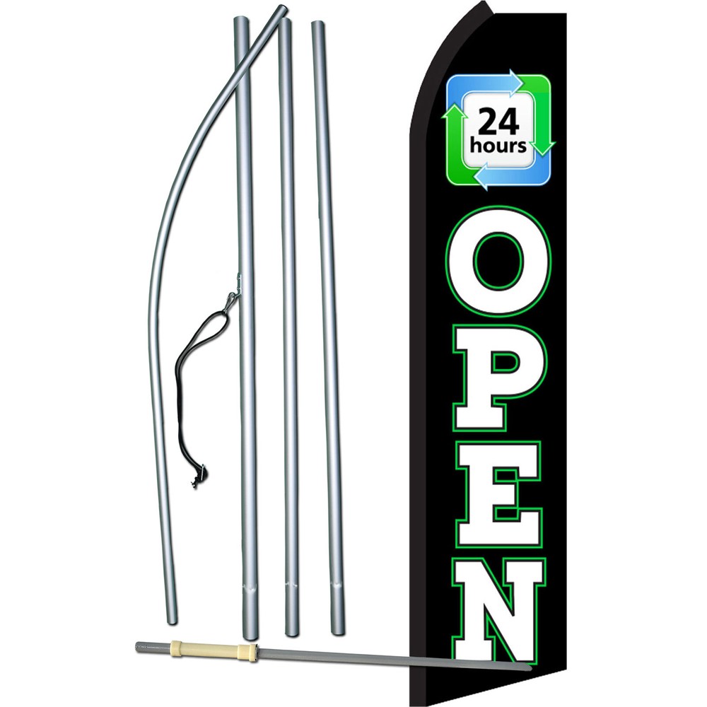 Open 24 Hours Complete Swooper Flag Bundle
