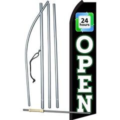 Open 24 Hours Complete Swooper Flag Bundle