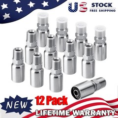 12pcs 1/2″ NPTF Hydraulic Hose End Fittings, 1/2″ I.D. Hose x 1/2″ NPTF Male NEW