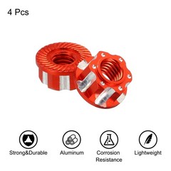 Hexagonal Nuts Aluminum M4 RC Wheel Hex Nuts for 1/10 RC Model Car 4PCS(Red)