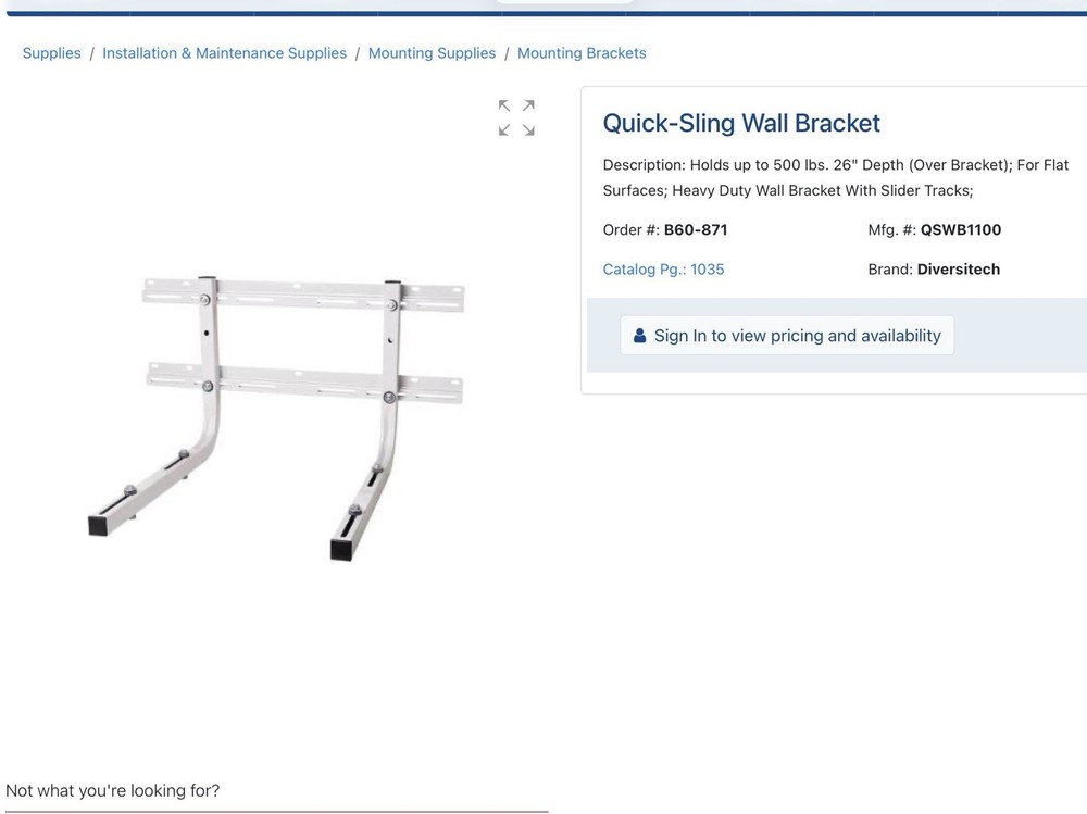 Quick sling Qswb1100 Wall Mounted Bracket
