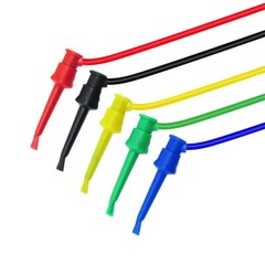 5PC 4mm Stackable Banana Plug To Test Hook Clip Test Leads Mini Grabber Cables