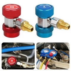 A/C R134A Quick Coupler Connector Adapters High/Low Manifold AC Gauge Auto Set