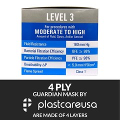 50 4-Ply ASTM Level 3 Black with White Stripe Face Masks with Adjustable Nose…