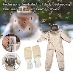 XXL Full Body Beekeeping Suit Ventilated Veil Hood with Gloves Beekeeper Outfit
