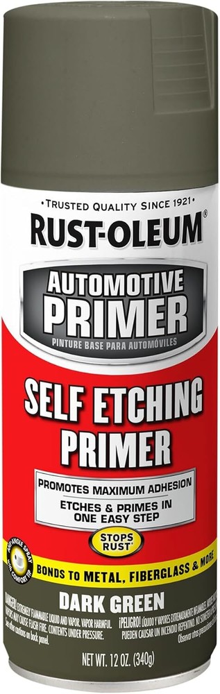 Rust-Oleum 249322 Automotive Self Etching Primer Spray, 12 oz, Matte Dark Green