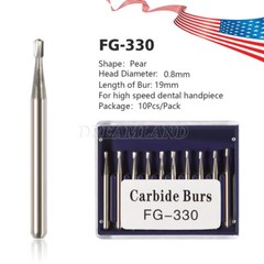 Dental Midwest FG 330 Regular Shank Pear Shaped Carbide Burs 100/Pk