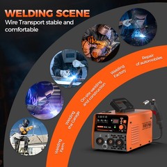 145A MINI MIG Welder 110V, Flux Core/Lift TIG/Stick Welder & TIG Welding Torch