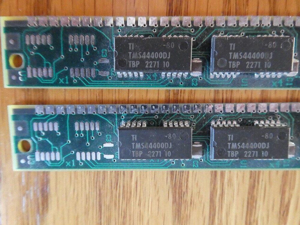 Two TEXAS INST. TM124GU8A 8 BIT RAM MODULES – Mac Classic II or Performa 200