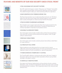 Blank Check Paper, Premium High-Security with Hologram & 22 Security Features
