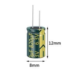 10pcs 6.3v 820uf Capacitor 8x12mm0.31×0.47in High Frequency Aluminum Electroly