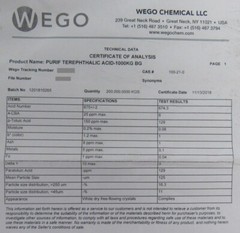 NEW 1 lbs 16oz Purified Terephthalic Acid PTA 454g WEGO Chemical TPA TA 100-21-0