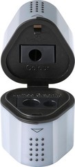 Trio Sharpener Box Grip 2001 – Hand-Powered Ergonomic Pencil Sharpener in Silver