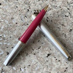 Platinum Pocket Fountain Pen 14K Gold F Nib Serviced Pink Silver Vintage Japan