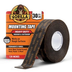 Gorilla Heavy Duty Double Sided Mounting Tape, 1″ x 120″ (1-Pack), Black