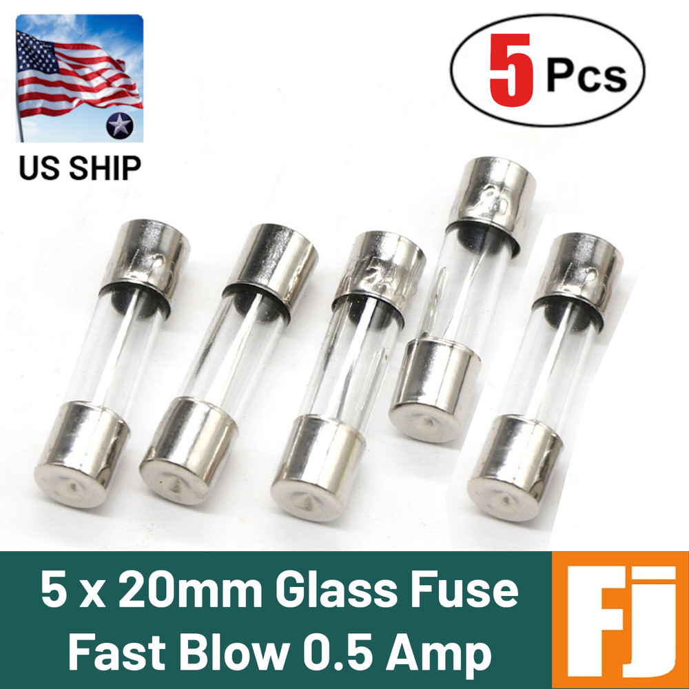 5 Pcs Fast-Blow Fuse 0.5A 250V Glass Fuses 5 x 20 mm (0.5 Amp) | US Ship