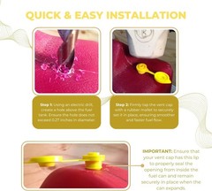 Durable Yellow Fuel Vent Caps – Perfect for 1-6 Gallon Gas Cans and Jugs