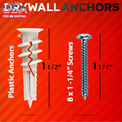 120Pcs #8 Self Drilling Drywall Anchors and Screws Kit #8 X 1-1/4”- Superb Wall