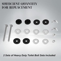 2PCS Universal Toilet Tank to Bowl Bolts Kit, Extra Long Nuts Screw for Toilet M