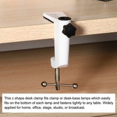 0.47″ Hole Dia Universal C-Clamp Table Lamp Mic Arm Mount Desk Clamp White