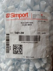 NEW! 2 BAGS (1000 CT/BAG) SIMPORT SCIENTIFIC T401-3W 12mm PLUG CAPS-WHITE