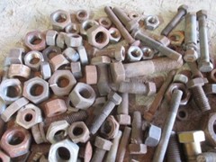 Huge Antique Lot of Various Size Hex Head Screw Bolts Nuts 32 Pounds Shd10