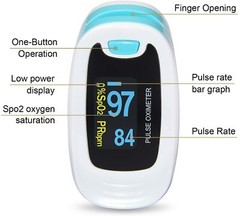 BLUE CMS50N OLED Fingertip Pulse Oximeter, Spo2 Monitor,Carry Case,Lanyard