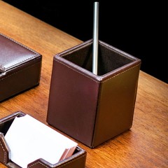 Dacasso Dark Brown Bonded Leather Pencil Cup 3.00 X X 4.00