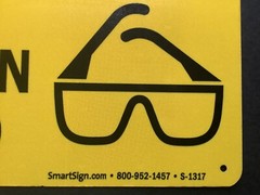 SmartSign Caution Eye Protection Required Sign Aluminum 10″ x 14″ Yellow Black