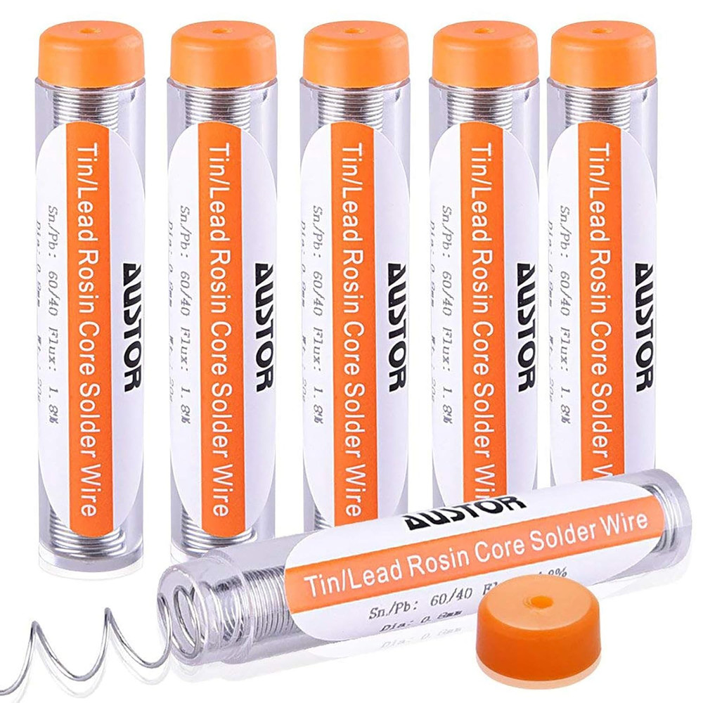 AUSTOR Pack of 6 Solder Wire 60-40 Rosin Core Solder 0.6Mm Electrical Soldering