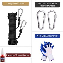 1000LBS Fishing Magnet Kit Force Rope Carabiner Heavy Duty 65FT Rope with Case