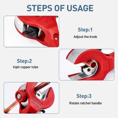 Ratcheting Tube Cutter+Deburring Tool Set for Copper PVC Pipe HVAC Plumbing Auto