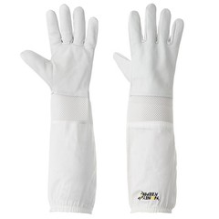 Beekeeping Ventilated Gloves Goatskin Leather Canvas Sleeve Elastic Cuff, XL