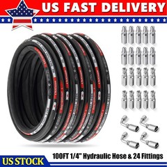 100FT 1/4″ Hydraulic Hose & 24 Fittings (JIC Female & NPTF Male & JIC Female 90°
