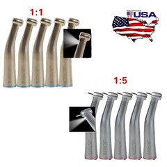 1-5PCS Dental 1:1 /1:5 LED Fiber Optic Contra Angle Handpiece Fit Electric Motor