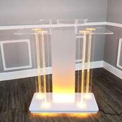 Lighted Clear Acrylic Led Podium Pulpit Wood Lectern Churches Synagogue Temple