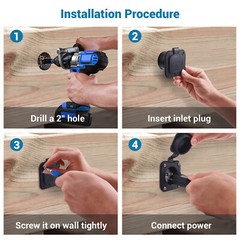 125V 15A Shore Power Inlet Port Plug NEMA 5-15P Male Receptacle RV Flanged Inlet