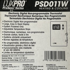 Lux Pro PSD011Wa Digital Non-Programmable Thermostat 1 Heat 1 White 24V WIRED