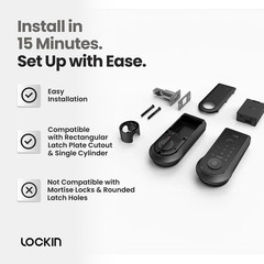 Lockin Veno Smart Deadbolt Lock with Palm Vein, Keyless Single Battery, Black