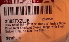 Lot of 4 — Sioux Chief Closet Flange TKO PVC Hub 3″ /4inch 884-PTM Genuine OEM