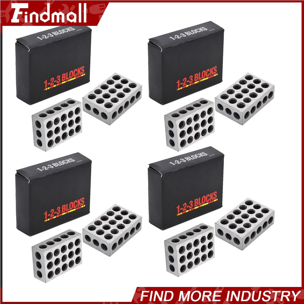 4 Matched Pair Ultra Precision 1-2-3 Blocks 23 Holes .0001″ Machinist 123 Jig