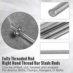 12 Pack 8/32 Inch M4 Threaded Rod w/ Hex Nuts Stainless Steel 8 Inch Studs Rods