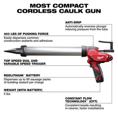 Milwaukee M12 Sausage Caulk Gun Kit
