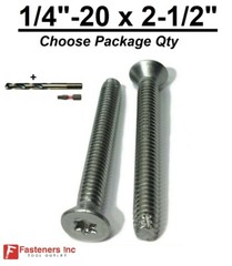 1/4-20 x 2-1/2″ Stainless Steel Self Threading Type “F” Screws Torx Star Drive
