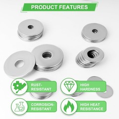 108Pcs 304 Stainless Steel Flat Washers, Fender Washers Assortment Kit 12 Sizes