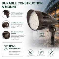 LED Bullet Spot Flood Light 30W/40W/50W Selectable, 3000K/4000K/5000K